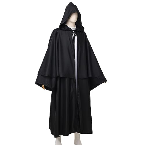 BLESSUME Friar Hooded Robe Monk Renaissance Priest Halloween Medieval Role Play Costume - color: Black, size: X-Large