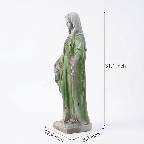 Virgin Mary Statue, 31.1'' H Outdoor Statue - color: Gray Green Virgin Mary(31.1 Inch)