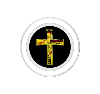 Softball Girl Christian Cross Faith I Need Softball & Jesus PopSockets PopGrip for MagSafe - style: Magnetic PopGrip
