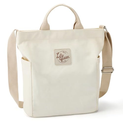 Lily queen Women Canvas Tote Handbags Casual Shoulder Work Bag Crossbody - color: Beige