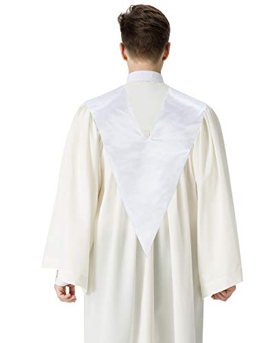 IvyRobes Unisex V Shape Solid-Colored Choir Stole with Cross - color: White