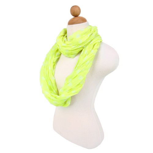 TrendsBlue Premium Polka Dot Infinity Loop Fashion Scarf - color: Neon Yellow