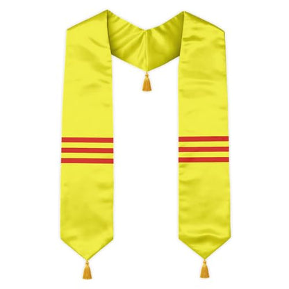 Graduation Stole Country Flag Grad Sash with Gold Tassels - 72 Inch V-Neck Satin Stoles for 2026 Graduate - color: South Vietnam Stole
