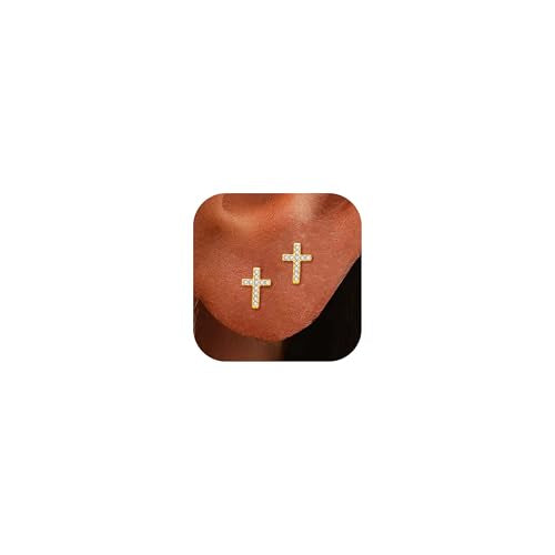 Small Gold Cross Earrings for Women Rhinestone Cross Stud Earrings Trendy Jewelry Gift - color: B: rhinestone gold cross earrings
