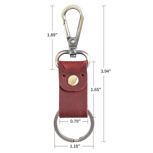 Jack&Chris Genuine Leather Keychain, Small Keychain for Man and Women, Key Holder Mens Belt Key Chain Ring, Red Brown - color: 3pack-red