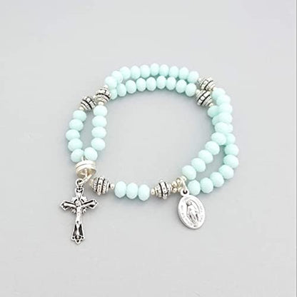 Wrist Rosary, Mint Crystal by MG Rosary