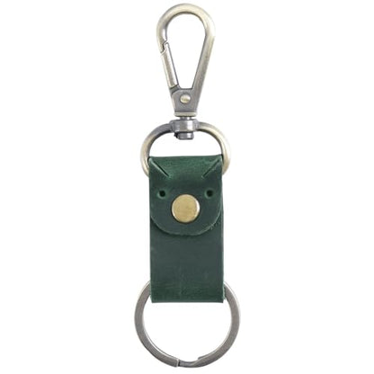 Jack&Chris Genuine Leather Keychain, Small Keychain for Man and Women, Key Holder Mens Belt Key Chain Ring, Red Brown - color: Green