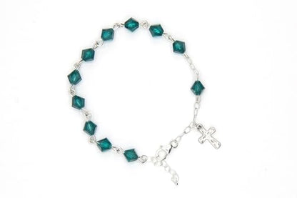 Catholic Communion Rosary Bracelet Created with Swarovski® Crystals, Glass - color: Emerald - May