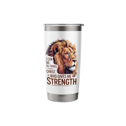 I Can Do All Things Through Christ Who Gives Me Strength Stainless Steel Insulated Tumbler - color: White