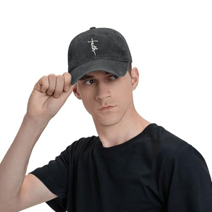 Embroidered Baseball Cap Christian Hat for Men Women - color: Black, style: Faith