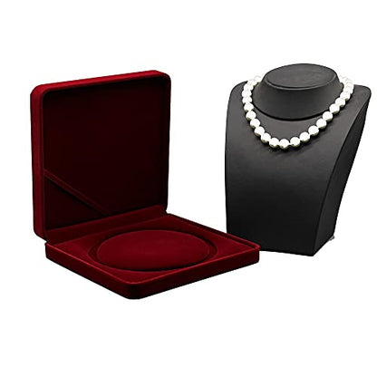 Jewelry Set Velvet Box Necklace Earring Ring Necklace Bracelet Gift Display Case Wedding Jewelry Storage Holder (Red for Pearl Necklace) - color: Red for Pearl Necklace