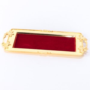 Wedding Ring Tray, Gift Tray, Church Offering Tray with Velvet Inlay (CCG-279) (GOLD PLATED) - color: Gold Plated