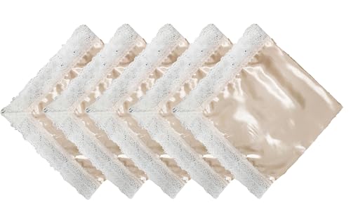 5pc 26'' lap scarf silk feeling fabric lap scarves with lace trims lap handkerchief lap covers lap skirts for women in church - color: Beige