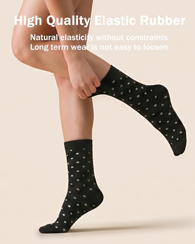 6 Pairs Crew Socks for Women, Soft Cute Funny Cotton Socks - color: Aether Whisper
