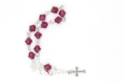 Catholic Communion Rosary Bracelet Created with Swarovski® Crystals, Glass - color: Ruby - July