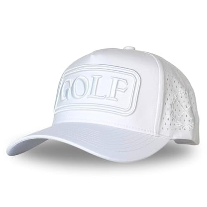 CITRUSY Athletic Trucker Golf Hat | Performance Mens 5 Panel Cap | Cool Breathable Waterproof Workout Running Snapback - color: Golf | White
