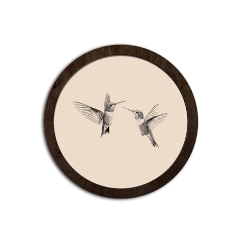 CFFJLHN Vintage Spring Hummingbird Bird Wall Art Decor, Farmhouse Neutral Sketch Minimalist Love Birds Round Hanging Wall Decor for Home Bedroom Living Room Bathroom, 10x10 Inch - color: Bird-2