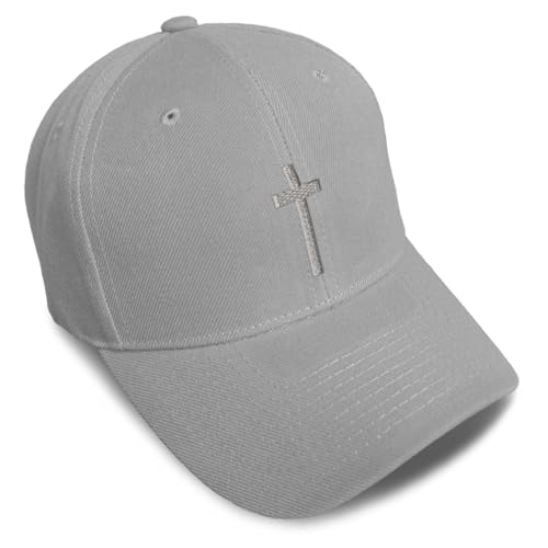 Custom Baseball Cap Cross Silver Christ Jesus God Faith Christian Hats - color: Gray Design Only
