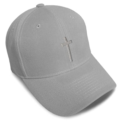 Custom Baseball Cap Cross Silver Christ Jesus God Faith Christian Hats - color: Gray Design Only