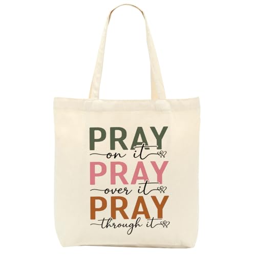 Faith Canvas Tote Bag, Christian Gifts for Women Girls Mom Sister Inspirational Bible Verse Birthday Christmas - color: Colorful Christian 820