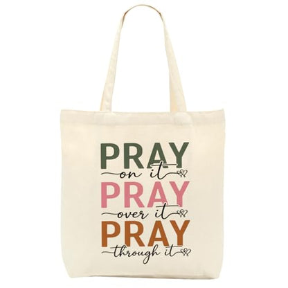 Faith Canvas Tote Bag, Christian Gifts for Women Girls Mom Sister Inspirational Bible Verse Birthday Christmas - color: Colorful Christian 820