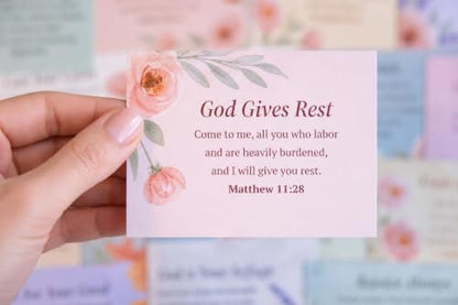48 Encouraging Scripture Verse Cards with Walnut Wood Stand – 2 Unique Sets: Watercolor Wildflowers + Elegant Floral Design – Christian Desktop Bible Verse Affirmations for Daily Inspiration & Gifting