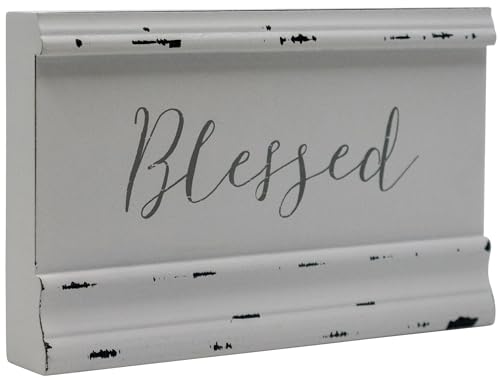 Blessed - Rustic Faith Wooden Crown Molding Sign 5" X 8" - color: Blessed
