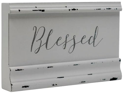 Blessed - Rustic Faith Wooden Crown Molding Sign 5" X 8" - color: Blessed