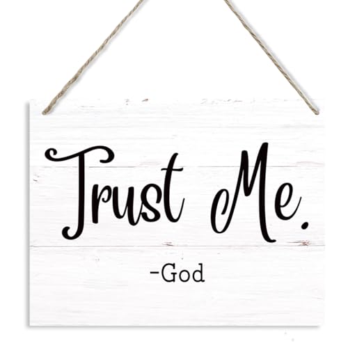 Christian Wood Sign, Decorative Wooden Wall Plaque, Religious Room Decor, Farmhouse Home Decors for Bedroom, Living Room Hanging Decor, Wall Decors Art, Trust Me God Sign - color: 18