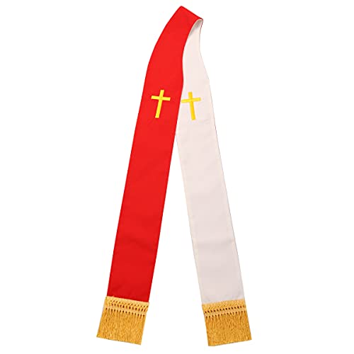 BLESSUME Church Clergy Pastor Reversible Stole - color: Red and White 1