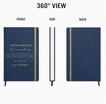 WORLD TRAVELER Large Lined Journal Notebook 256 Ruled White & Ivory Pages - color: Always Believe