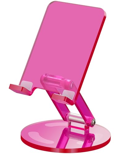 Tomorotec Adjustable Acrylic Phone Stand for Desk, Foldable Phone Holder - color: Rose Pink, size: Upgraded Style