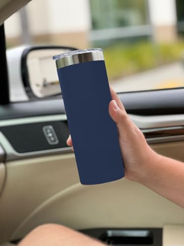 LaserGram Personalized 22oz Skinny Tumbler, Christian Cross (Navy Blue) - color: Navy Blue