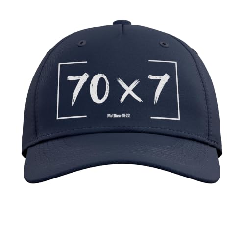 Christian Bible Verse Forgiveness Forgive Matthew 18:22 Gift Adjustable Baseball Hat - color: Navy Blue