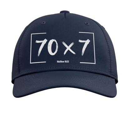 Christian Bible Verse Forgiveness Forgive Matthew 18:22 Gift Adjustable Baseball Hat - color: Navy Blue