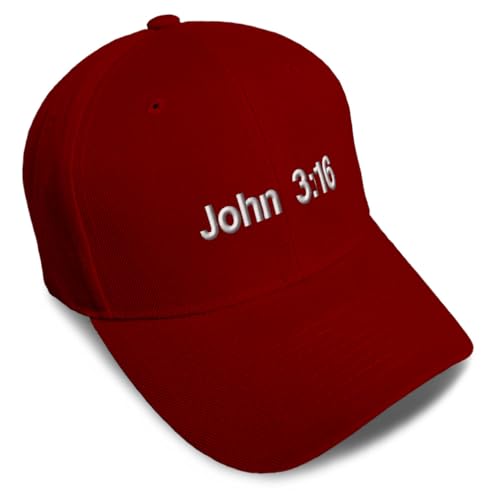 Baseball Caps for Men & Women Embroidered John 3:16 Jesus Christ Christian God Ladies & Men Baseball Hats - color: Burgundy Design Only