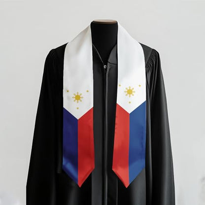 International Graduate Satin Sash Stole with National Flag Design - color: Philippines Flag