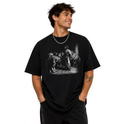 Daniel in the Lion’s Den Christian T Shirt — Faith Based Religious Graphic Tee Bible Scripture Shirt Unisex Cotton - size: Medium