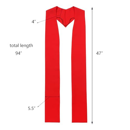 Unisex Overlay Plain Clergy Stole for 94" - color: Red