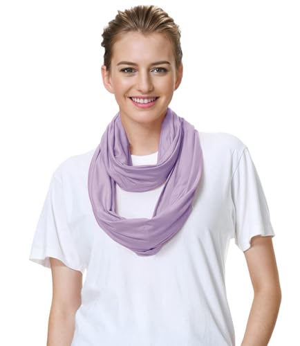 Lina & Lily Premium Modal Jersey Knit Women's Infinity Scarf Loop Lightweight - color: Lavender