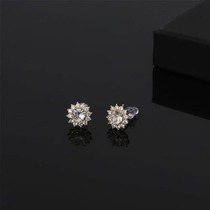 NEWITIN 12 Pairs Silver Earrings for Men Women Halo Stud Earring Set - color: Gold B