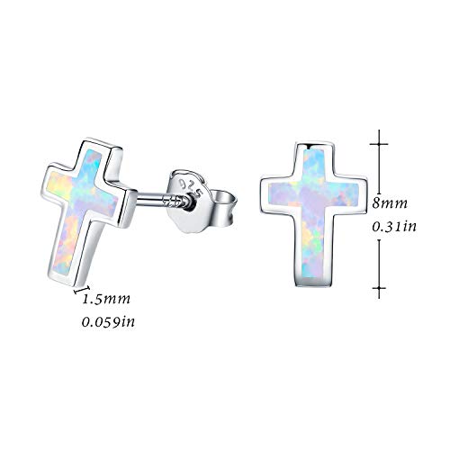 Opal Cross Stud Earrings, 925 Sterling Silver Hypoallergenic Stud Earrings - style: Cross