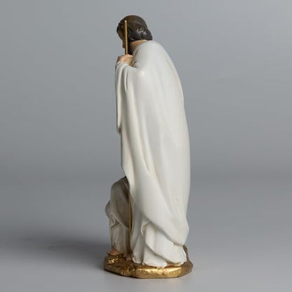 BC Catholic Holy Family Statue 6" H Sagrada Familia Mini Nativity Figurine - color: Gold & White, size: 6 inches H
