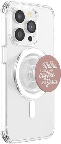 This Mama Runs on Coffee and Jesus - Cute Christian Quote PopSockets PopGrip for MagSafe - style: Magnetic PopGrip