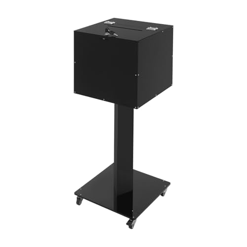 Suggestion Box with Lock and Key Donation Box with Stand and Wheel Acrylic Ballot Box Standing Offering Box for Church, Office, Voting (Black, Bar Hole) - color: Black, size: Bar Hole