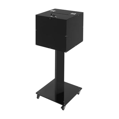 Suggestion Box with Lock and Key Donation Box with Stand and Wheel Acrylic Ballot Box Standing Offering Box for Church, Office, Voting (Black, Bar Hole) - color: Black, size: Bar Hole