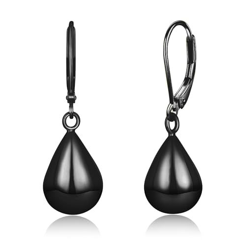 14K Gold Earring Cross Waterdrop Butterfly Heart Knot Earrings for Women Gold Silver Cross Leverback Drop Gold Silver Teardrop Hoop Dangle Earring White Gold Dangle Drop Earring - color: Black-Waterdrop Leverback Dangle Earring