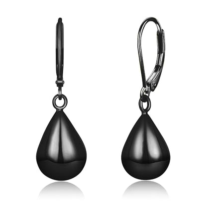 14K Gold Earring Cross Waterdrop Butterfly Heart Knot Earrings for Women Gold Silver Cross Leverback Drop Gold Silver Teardrop Hoop Dangle Earring White Gold Dangle Drop Earring - color: Black-Waterdrop Leverback Dangle Earring