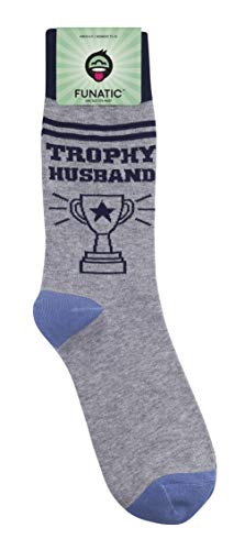 FUNATIC Crazy Socks with Funny Sayings - Novelty Gift for Men, Women, Adult - color: Trophy Husband
