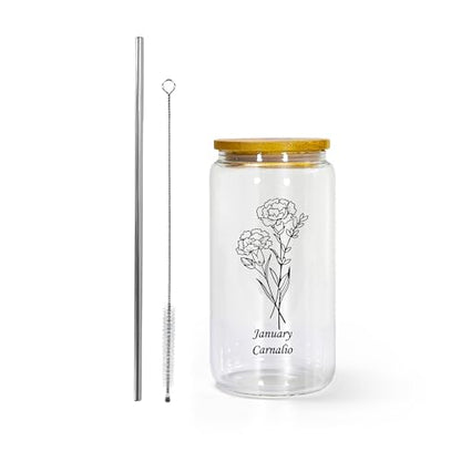 AGH 16oz Christian Glass Tumbler with Lid and Straw - Inspirational Gift for Women, Faith-Based Gift with Prayer Quotes, Perfect for Christmas, Baptism, Birthday, Easter, or Daily Encouragement - color: 16OZ 1Pack January Carnalio Clear